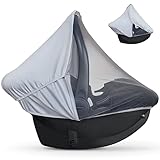 liuliuby 2-in-1 Baby Car Seat Cover for Baby Carseat Cover - Car Seat Sun Shade Cover & Mosquito Net for Infant - Baby Boy Car Seat Cover Baby - Breathable Car Seat Canopy Covers for Unisex (Gray)