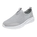 Women's Athletic Walking Shoes Slip On Casual Mesh-Comfortable Breathable Mesh Shallow Lace Up Casual Shoes Fashion Summer 08_Beige, 11.5