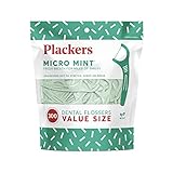 Plackers Micro Mint Dental Flossers, Fresh Mint Flavor, Fold-Out Toothpick, Super Tuffloss, Easy Storage with Sure-Zip Seal, 300 Count