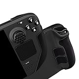 PlayVital Professional Textured Soft Rubber Pads Handle Grips for Steam Deck, Trackpads Skin Grip Enhancement Back Button Protective Stickers Set with Thumb Grip Caps - Honeycomb Textured Black