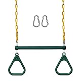 Jungle Gym Kingdom Swing Sets for Backyard, Monkey Bars & Swingset Accessories - Set Includes 18' Trapeze Swing Bar & 48' Heavy Duty Chain with Locking Carabiners - Outdoor Play Equipment (Green)