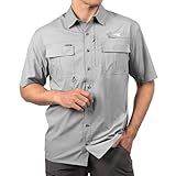 KastKing ReKon Men's Fishing Shirts, Well Made, Quick-Dry Short & Long Sleeve Hiking Beach Shirts for Men, Breathable Sun Protection, Light Gray