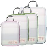 Compression Packing Cubes for Travel, Cambond 4 Pack Luggage Organizers Compression Cubes for Suitcases (White)