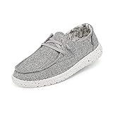 Hey Dude Women's Wendy L Linen Iron Size 8 | Women’s Shoes | Women’s Lace Up Loafers | Comfortable & Light-Weight