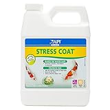 API POND STRESS COAT Water conditioner, Makes tap water safe, replaces protective coat damaged by handling & fish fighting, Use when adding or changing water, when adding fish, when fish are injured