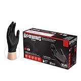 GLOVEWORKS Black Disposable Nitrile Industrial Gloves, 5 Mil, Latex & Powder-Free, Food-Safe, Textured, Large, Box of 100