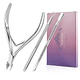 Cuticle Trimmer with Cuticle Pusher -YINYIN Cuticle Remover Cuticle Nippers Professional Stainless Steel Cuticle Pusher and Cutter Clippers Durable Pedicure Manicure Tools for Fingernails and Toenails