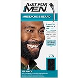 Just For Men Mustache & Beard, Beard Dye for Men with Brush Included for Easy Application, With Biotin Aloe and Coconut Oil for Healthy Facial Hair - Jet Black, M-60, Pack of 1