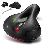 Comfortable Bike Seat Cushion -Bicycle Seat for Men Women with Dual Shock Absorbing Ball Memory Foam Waterproof Wide Bicycle Saddle Fit for Stationary/Exercise/Indoor/Mountain/Road Bikes