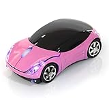ASHATA 2.4G Wireless Mouse Car Mouse with USB Reciver 1600DPI Optical Mouse for PC Computer Laptop Tablet, High Precision Cute Mouse for Win XP/Vista/Win7/ME/2000/for Mac OS (Pink)