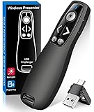 2-in-1 USB Type C Presentation Clicker Wireless Presenter Remote for PowerPoint, Powerpoint Clicker with Volume Control PowerPoint Slide Advancer for Mac, Computer, Laptop-E600