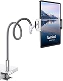 Lamicall Gooseneck Tablet Holder, Tablet Stand : Flexible Arm Clip Tablet Mount Compatible with iPad Mini Pro Air, Switch, Galaxy Tabs, More 4.7-10.5' Devices - Gray