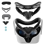 Hanpusen VR Face Pad for Oculus Quest 2 Accessories, 6-in-1 Set Facial Interface Bracket Face Cushion Cover, with 2pcs Sweat Proof Leather Foam Replacement, Lens Cover, Nose Pad, Shakes Stick Caps