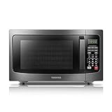 TOSHIBA EM131A5C-BS Countertop Microwave Ovens 1.2 Cu Ft, 12.4' Removable Turntable Smart Humidity Sensor 12 Auto Menus Mute Function ECO Mode Easy Clean Interior Black Color 1100W
