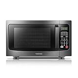 TOSHIBA EM131A5C-BS Countertop Microwave Ovens 1.2 Cu Ft, 12.4' Removable Turntable Smart Humidity Sensor 12 Auto Menus Mute Function ECO Mode Easy Clean Interior Black Color 1100W
