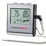 ThermoPro TP-16 Large LCD Digital Cooking Food Meat Smoker Oven Kitchen BBQ Grill Thermometer Clock Timer with Stainless Steel Probe