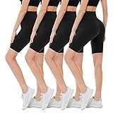 CAMPSNAIL 4 Pack Biker Shorts for Women – 8' High Waist Workout Biker Yoga Running Compression Exercise Shorts