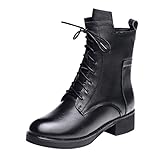 Fullwei Comba-t𝒮 Boots for Women,Women Platform Work Hiking Ankle Booties Moto Black Chunky Round Toe Lace up Boot Ladies Casual Motorcycle Riding Boot Walking Shoe (Black, 7)