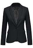 LookbookStore Casual Black Notched Lapel Work Blazers for Women Office Jacket Suit Women's Trendy Blazers Suit Jackets 2023 Business Casual Outfits for Women Size Large Women Blazer Size 12 Size 14