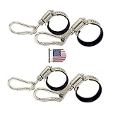 XVISIO Flagpole Clip with Carabiner for Rope Loop Flagpole Bracket Stainless Steel Flagpole Clip Bracket for All Vehicle, Boat, House, Garden Flagpole; A Good Helper to Organize Cable Hose Pipes -4PS