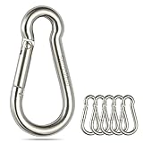 sprookber Stainless Steel Spring Snap Hook Carabiner - 304 Stainless Steel Caribeener Clips, Set of 6