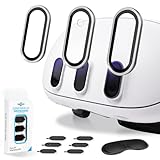 2 Pack Camera Lens Protector and 1 Build-in Lens Cover for Oculus Meta Quest 3 Accessories, Alloy Frame, 9H Hardness Tempered Glass, Anti-Scratch, High Definition, Case Friendly, Silver