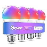 Govee Smart Light Bulbs, WiFi Bluetooth Color Changing Light Bulbs, Music Sync, 54 Dynamic Scenes, 16 Million DIY Colors RGB Light Bulbs, Work with Alexa, Google Assistant & Govee Home App, 4 Pack