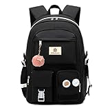 HIDDS Laptop Backpacks 15.6 Inch School Bag College Backpack Anti Theft Travel Daypack Large Bookbags for Teens Girls Women Students (Black)