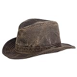 Dorfman Pacific Men's Indiana Jones Weathered Cotton Hat, Dark Brown, Medium
