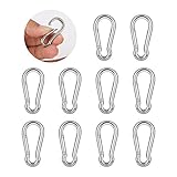 10 PCS Stainless Steel Carabiner Clip Spring-Snap Hook - Lotsun M4 1.57 Inch Heavy Duty Carabiner Clips for Keys Swing Set Camping Fishing Hiking Traveling