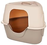 Amazon Basics No-Mess Hooded Corner Cat Litter Box, Triangle, Charcoal, 26 in x 20 in x 23 in