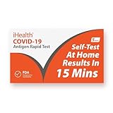 iHealth COVID-19 Antigen Rapid Test, 1 Pack, 5 Tests Total, FDA EUA Authorized OTC at-Home Self Test, Results in 15 Minutes with Non-invasive Nasal Swab, Easy to Use & No Discomfort