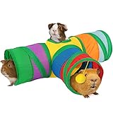 Rypet Guinea Pig Tunnel 3 Way Collapsible Small Pet Tunnels and Tubes with Interactive Ball for Baby Rabbit Ferret Hamster Chinchilla Hedgehog Hiding and Resting