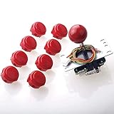 SANWA JLF-TP-8YT Joystick 8 pcs OBSF-30 Push Button Bundle Kit Color : Red - for Arcade Game 4 & 8 Way Adjustable, Compatible with Catz Mad SF4 Tournament Joystick S@NWA