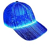 Ruconla Fiber Optic Cap LED hat with 7 Colors Luminous Glowing EDC Baseball Hats USB Charging Light up caps Even Party led Christmas Cap for Event Holiday White