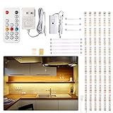 WOBANE Under Cabinet LED Lighting kit, 6 PCS LED Strip Lights with Remote Control Dimmer and Adapter, Dimmable for Kitchen Cabinet,Counter,Shelf,TV Back,Showcase 2700K Warm White,Bright 1500lm,Timing