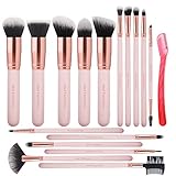 Real Perfection 16pcs Makeup Brushes Set with 1 Eyebrow Razor Premium Synthetic Foundation Blending Face Powder Eye Shadow Concealer Make Up Brushes Tool Kit