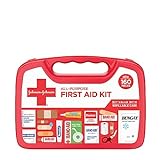 Johnson & Johnson All-Purpose Portable Compact First Aid Kit for Minor Cuts, Scrapes, Sprains & Burns, Ideal for Home, Car, Travel, Camping and Outdoor Emergencies, 160 Pieces