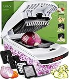 Fullstar Vegetable Chopper - Spiralizer Vegetable Slicer - Onion Chopper with Container - Pro Food Chopper -  Slicer Dicer Cutter - (4 in 1, White)