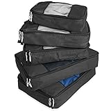 TravelWise Luggage Packing Organization Cubes 5 Pack, Black, 2 Small, 2 Medium, 1 Large