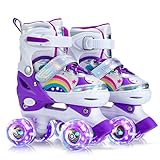 SHDSL Girls Roller Skates for Kids Beginners 4 Size Adjustable, Light UP 8 Wheels Shine, Fun Illuminating Boys patines para niñas