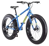 Mongoose Dolomite Mens and Womens Fat Tire Mountain Bike, 26-inch Wheels, 4-Inch Wide Knobby Tires, 7-Speed, Adult Steel Frame, Front and Rear Brakes, Light Blue