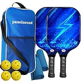 Panel Sound USAPA Approved Pickleball Paddle Set Lightweight Pickleball Paddles Set of 2,Pickleball Rackets with 1 Carrying Case, 2 Cooling Towels & 4 Indoor Balls