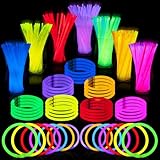 JOYIN 144 Pcs Glow Sticks Bulk 8' Bracelets Necklaces, Glow in the Dark Neon, Easter, Football,Halloween Party Supplies Pack