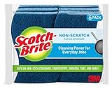 Scotch-Brite Non-Scratch Scrub Sponges, Sponges for Cleaning Kitchen, Bathroom, and Household, non-scratch Sponges Safe for Non-Stick Cookware, 6 Scrubbing Sponges