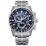 Citizen Men's Eco-Drive Sport Luxury PCAT Chronograph Watch in Stainless Steel, Blue Dial (Model: CB5880-54L)