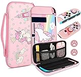 TCJJ Unicorn Hard Carrying Case for Nintendo Switch- Pink Portable Travel Case with Soft TPU Protective Case Cover Compatible with Nintendo Switch for Girls