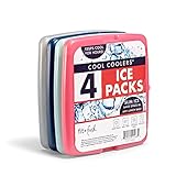 Fit + Fresh Cool Coolers Slim, Reusable Ice Packs for Lunch Bags, Beach Bags, Coolers, and More, Set of 4, Multicolored
