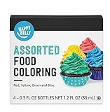 Amazon Brand - Happy Belly Assorted Food Coloring, 1.2 fl oz