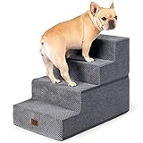 EHEYCIGA Dog Stairs for Small Dogs, 4-Step Dog Stairs for High Beds and Couch, Folding Pet Steps for Small Dogs and Cats, and High Bed Climbing, Non-Slip Balanced Dog Indoor Step, Grey, 3/4/5 Steps